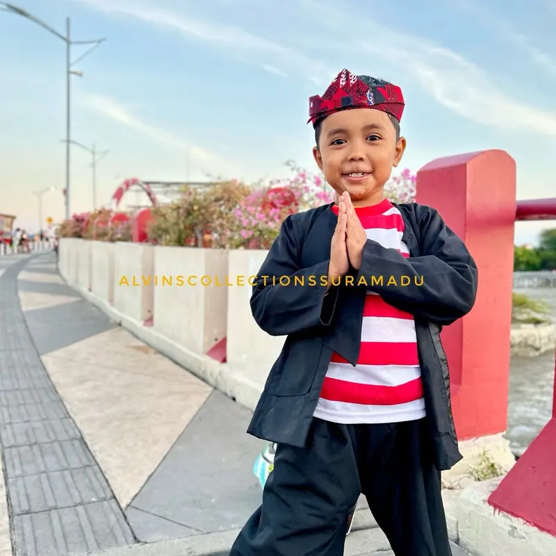 BAJU ADAT PAK SAKERA MADURA / SAKERA MADURA / BAJU SAKERA ANAK / size BAYI, BATITA , BATITA , TK, dan SD (Paket komplit satu set) Fashion Celana Hitam Blazer 3