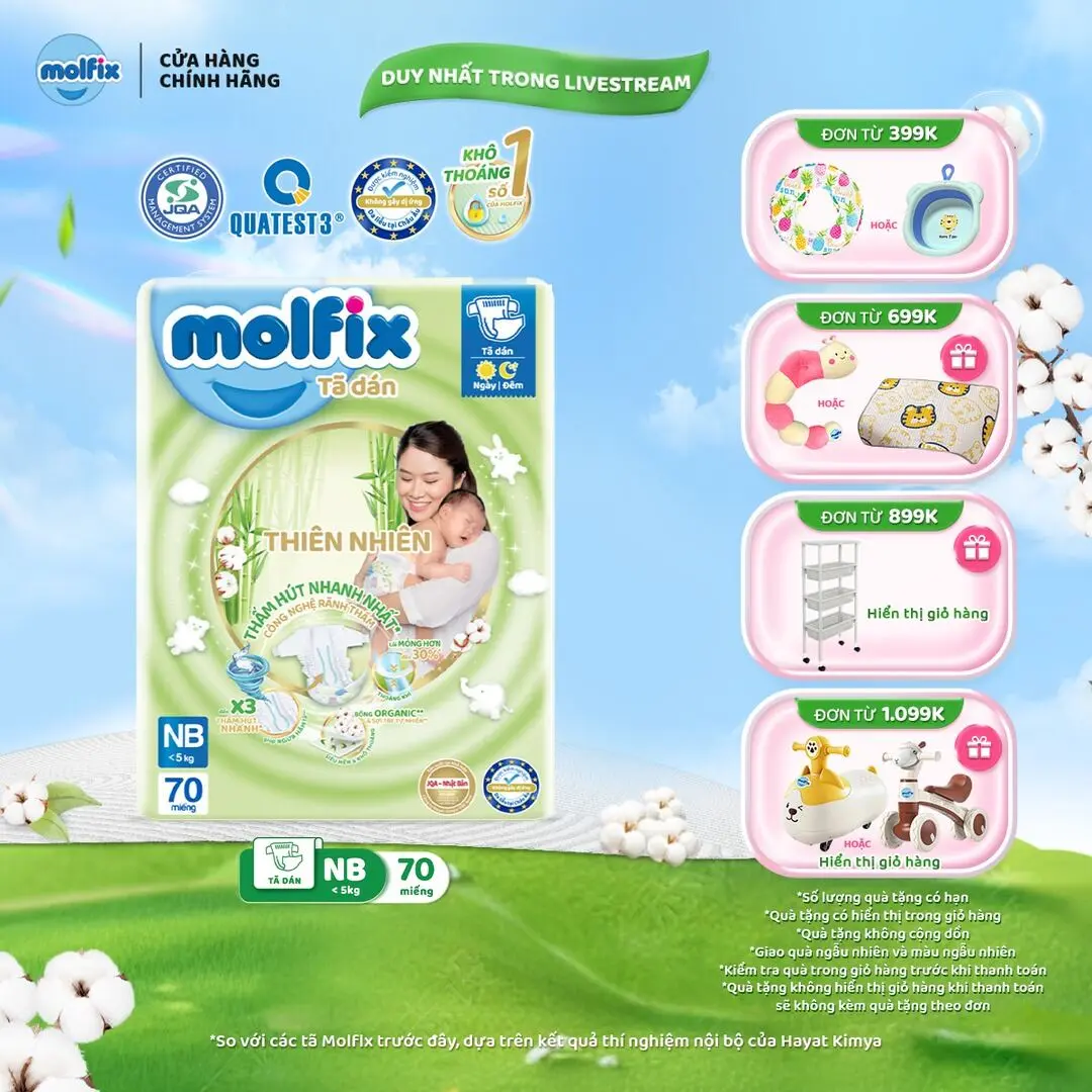 [Bao bì thay đổi theo từng đợt nhập hàng] [Kho SG] Tã/ Bỉm Dán Thiên Nhiên Molfix Jumbo