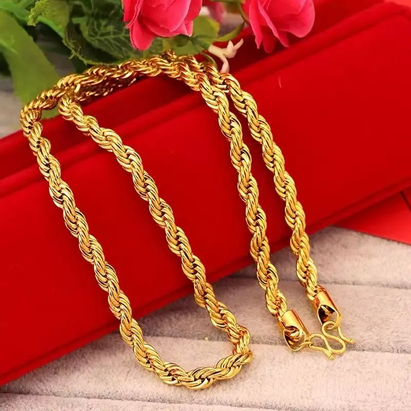 Kalung pria bengkok emas aluvial Vietnam, sangat indah-MXL8-1 0