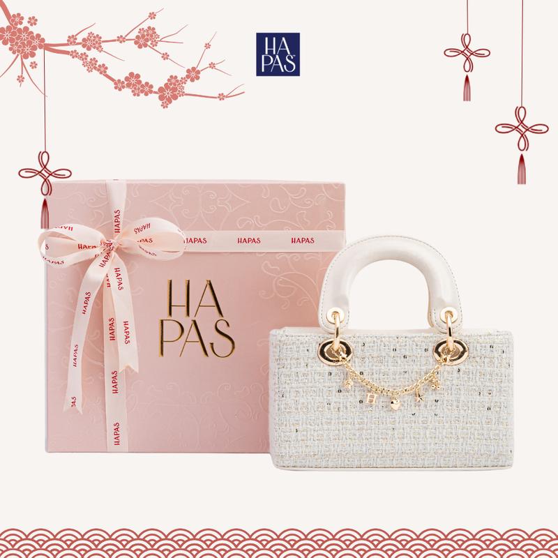 BST TWEED NO.2 Túi Xách Nữ HAPAS Quai Đôi Dáng Hộp QUINX BAG Dạ Tweed Size 22 - TXT240983 Bag Lady Quai Xách Sang Trọng