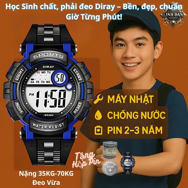 [DIRAY 8102G] Đồng Hồ Điện Tử Thể Thao Nam | Thủy Quân Lục Chiến | LED, Chống Nước 30M | Cho Học Sinh & Bé Trai Năng Động
