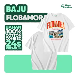 Kaos FLOBAMORA Tshirt Baju Distro Cotton Combed 20s UNISEX Hitam Solid Bahan Tebal Lembut Sablon DTF Premium Garansi Warna Tidak Pudar