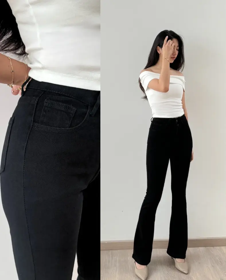 Ultra Denim Rhea Flare Jeans - BLACK
