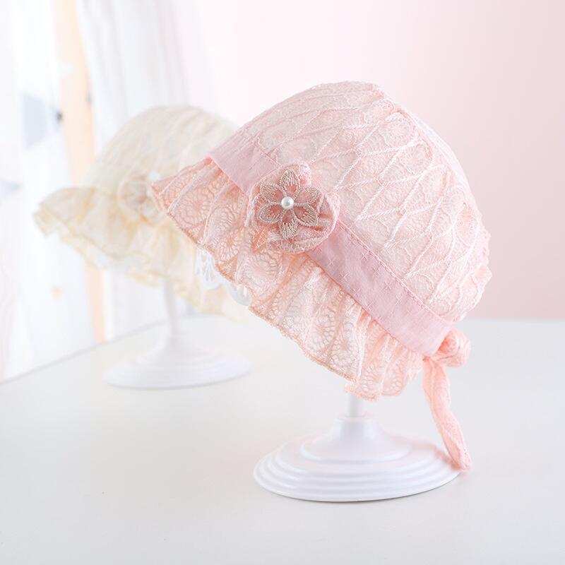 Product Introduction of Cute wer Lace Baby Girls Bucket Ruffle Breathable Soft Cotton Newborn Infant Fisherman Hat Spring Summer Sunscreen Sun Cap 11