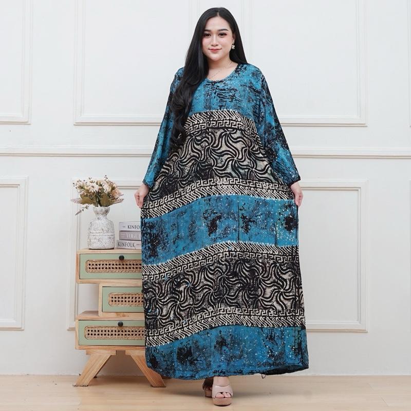 Terbaru Gamis Rayon Pekalongan Cap Malaman Ori Home Dress Busui Super Bige Size Jumbo LD 130 Tangan 7/8 Batik Muslim Nyaman 7