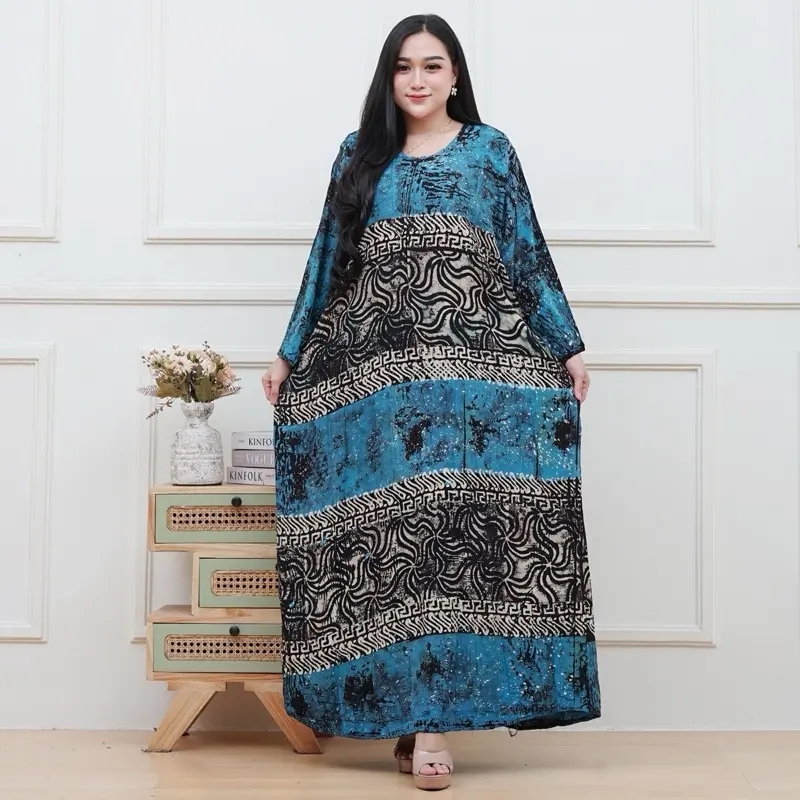 Terbaru Gamis Rayon Pekalongan Cap Malaman Ori Home Dress Busui Super Bige Size Jumbo LD 130 Tangan 7/8 Batik Muslim Nyaman 6
