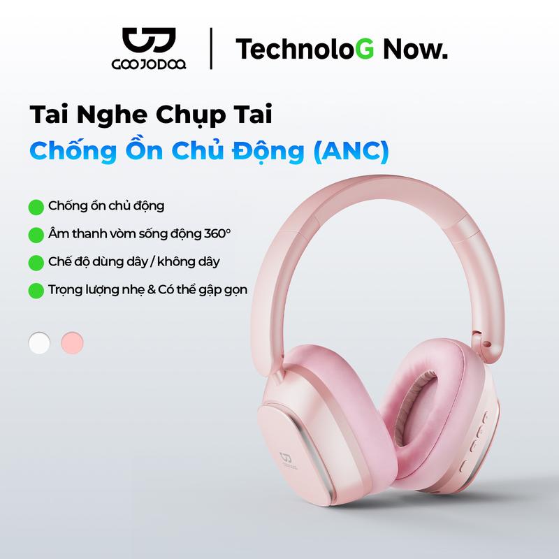 [GOOJODOQ*KOL/KOC] Tai Nghe Chụp Tai Chống Ồn Chủ Động (ANC), Âm thanh vòm sống động 360°, Chế độ dùng dây / không dây, Trọng lượng nhẹ & Có thể gập gọn