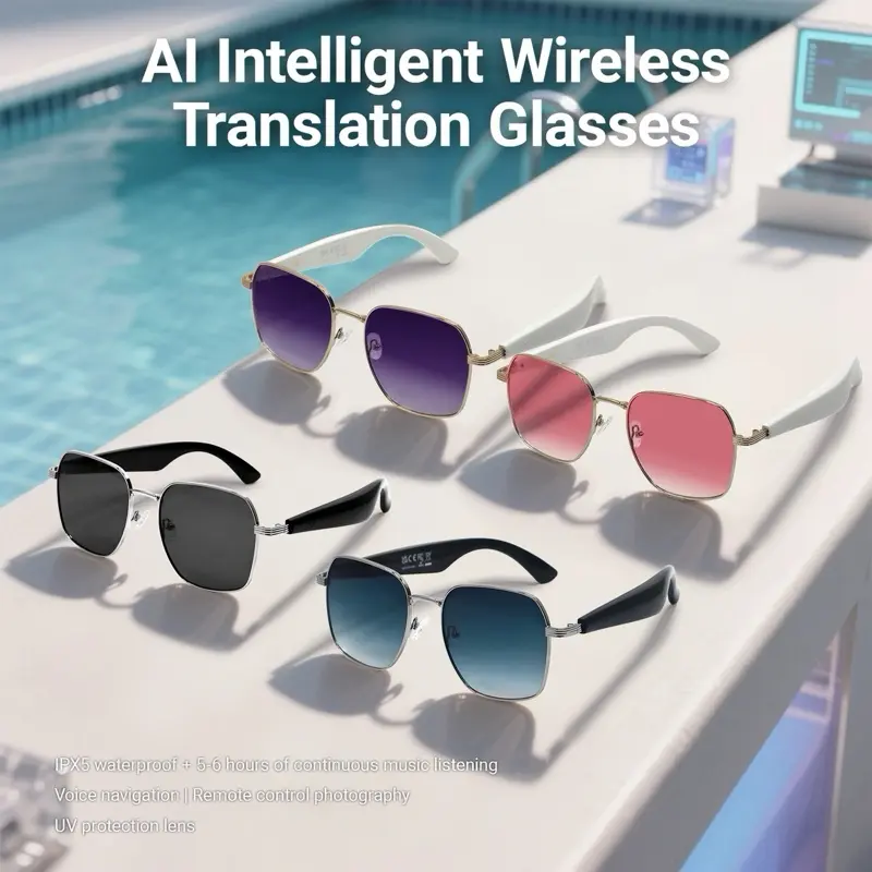 Kacamata AI Penerjemah 100+ Bahasa | Real-Time, Musik & Telepon – GY200 HiTech Glasses Bluetooth headphones 4
