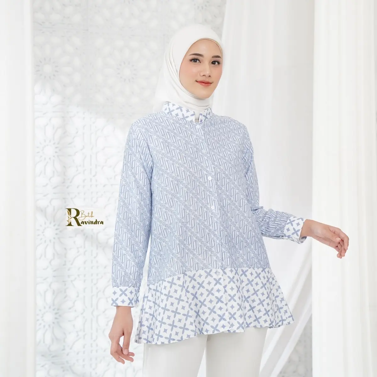 BATIK RAVINDRA Blouse Batik Kerja Nadira Kancing Depan