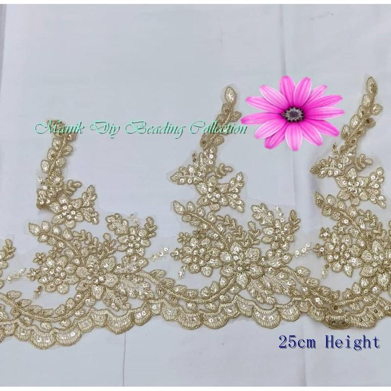 Renda Kain Manik Labuzi Sequins Tinggi 25cm, Lace Meter, Renda - TikTok ...