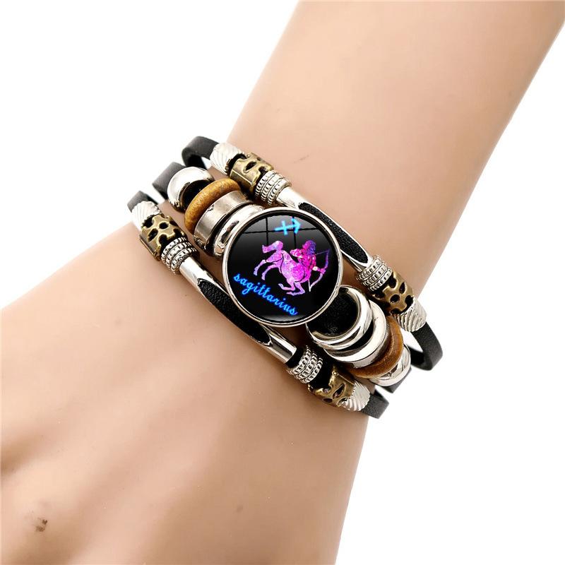 Product Introduction of Luminous Twelve Constellation Time Stone Bracelet Men & Women Trendy Punk Style Multi-Layer Beaded Bracelet Jewelry Wholesale 3