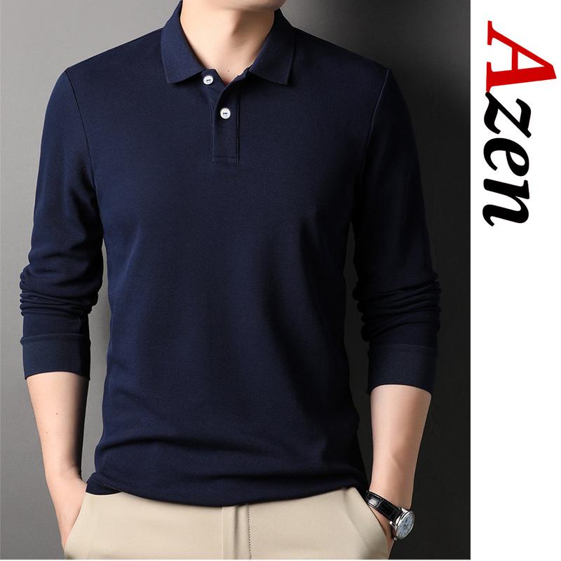 Áo POLO Dài Tay Nam Nữ Slimfit Co Giãn 4 Chiều Chất Liệu 95% Cotton Hàn Quốc Màu Xanh Đen Đa Dạng Size Thoáng Khí Chống UV - Azen.