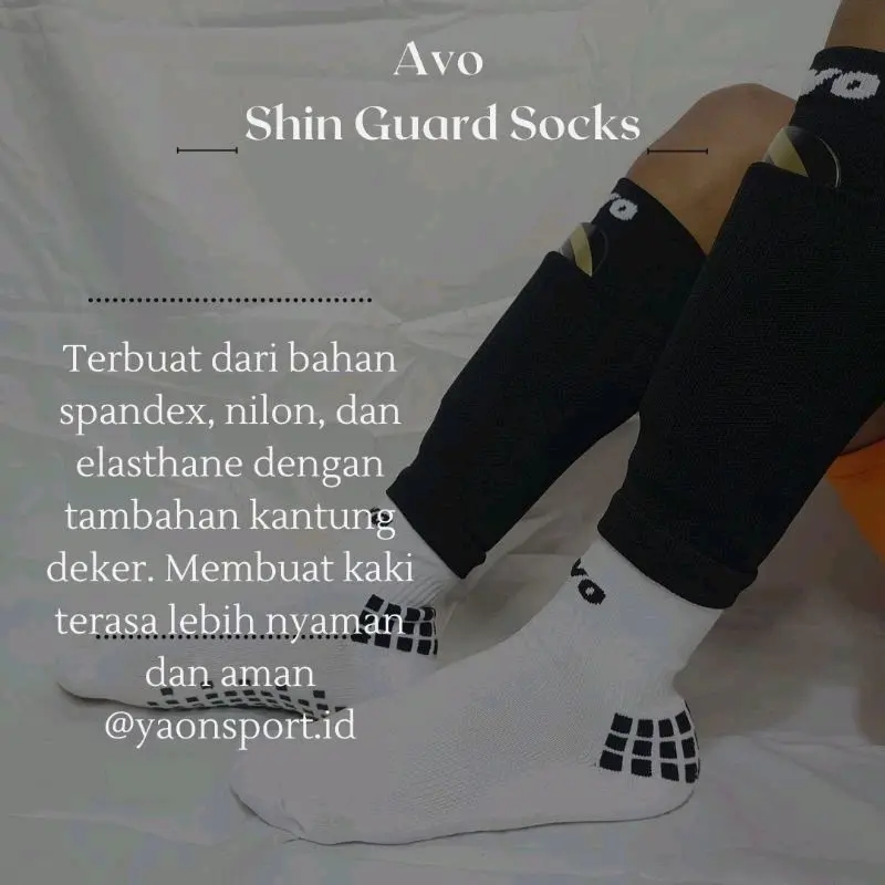 Avo Shin Guard Soks Kaos Kaki Sambung Deker Futsal Sepak Bola Olahraga 1