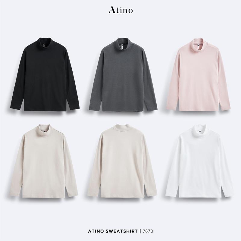 Áo Nỉ Giữ Nhiệt ATINO BASIC CỔ 3P Chất Liệu Giữ Nhiệt Bông Sợi Cao Cấp XL.7.7870