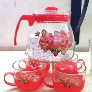 Set Tepot 5 Pcs dan Gelas Kaca Beling 800 ml untuk Teh - Zafran Store Jakarta
