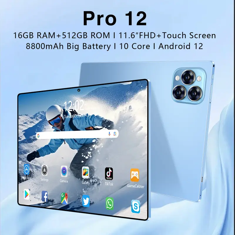 BISA COD！ Tablet Baru Pro12 Ram/Rom 16/128GB + Android + Layar Penuh 11.6Inci + WIFI + Dual SIM + Pengiriman Cepat Garasi 1 Tahun! 1