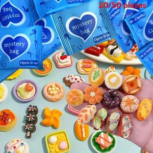 Modelos de Plástico de Comida Miniatura, Paquete Misterioso de 20/50 piezas, Decoración para Casa de Juguetes, Decoración para Jardín de Hadas, Regalo de Cumpleaños, Manualidades DIY