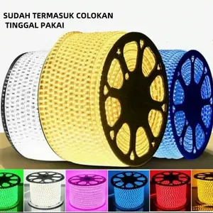 Paket Lampu led strip selang SMD 5050 220v 5m 10m 20meter lampu led strip udah termasuk colokan