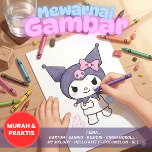 50 Lembar Kertas Mewarnai Anak ukuran A5 Banyak Pilihan Tema dan Gambar Kartun