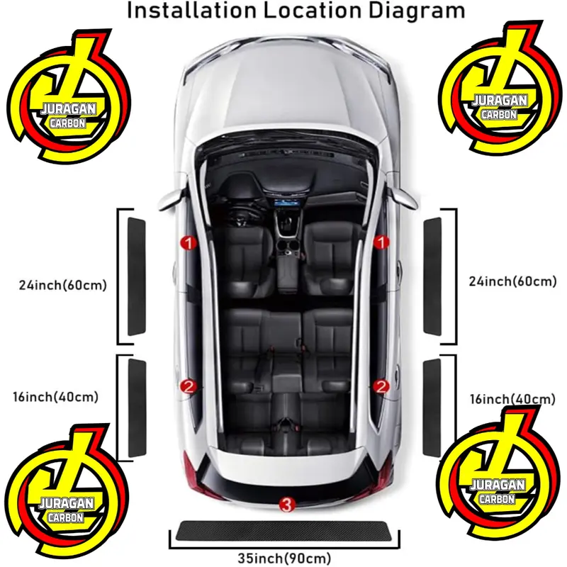 [COD] 9PCS Sticker Pelindung Sill Plate Stiker Mobil 3D Carbon Fiber Untuk MOBIL DAIHATSU SIGRA 6