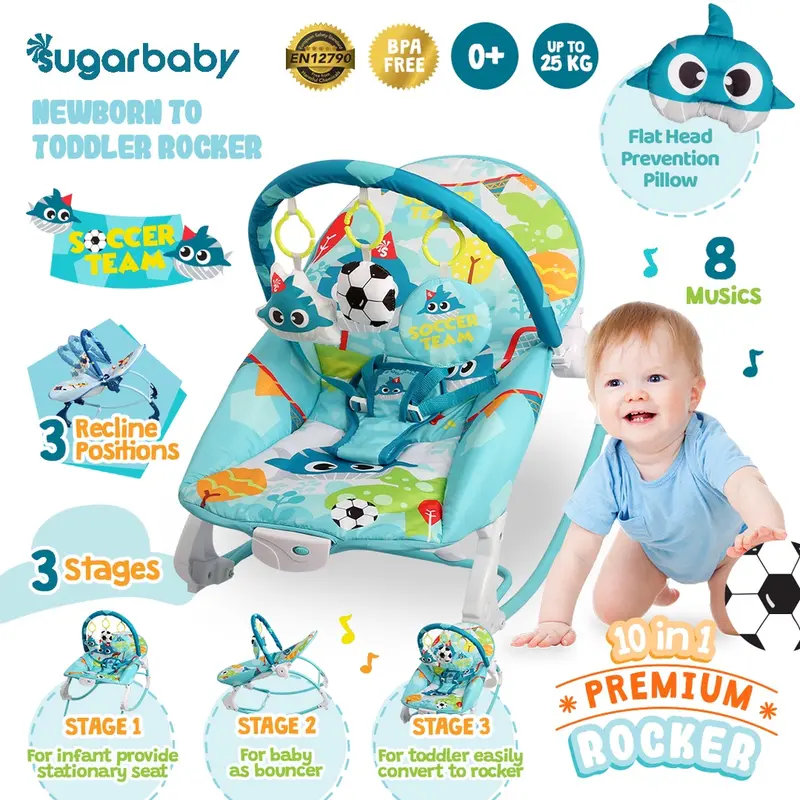 Sugarbaby 10in1 Premium Rocker/Ayunan Bayi/Bouncer Bayi/Kursi Goyang Manual Bayi 2