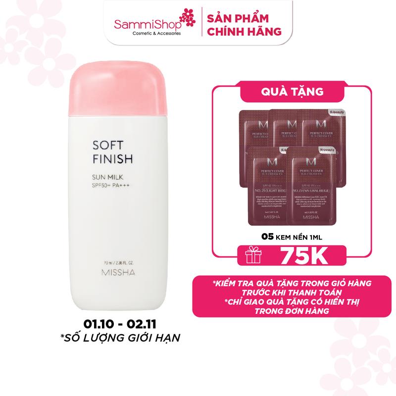 Missha Sữa chống nắng Soft Finish Sun Milk SPF50+ PA+++ 70ml
