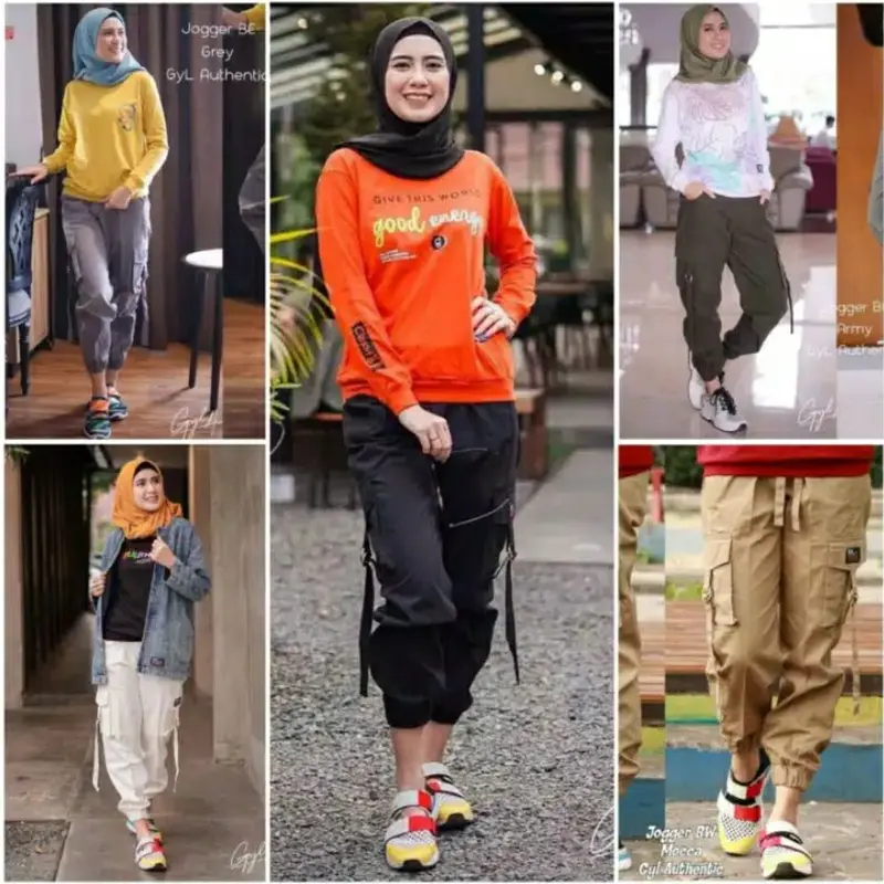 HTM - Celana cargo Wanita Bahan Twill Combed Melar Adem  bb 40-90 kg 2