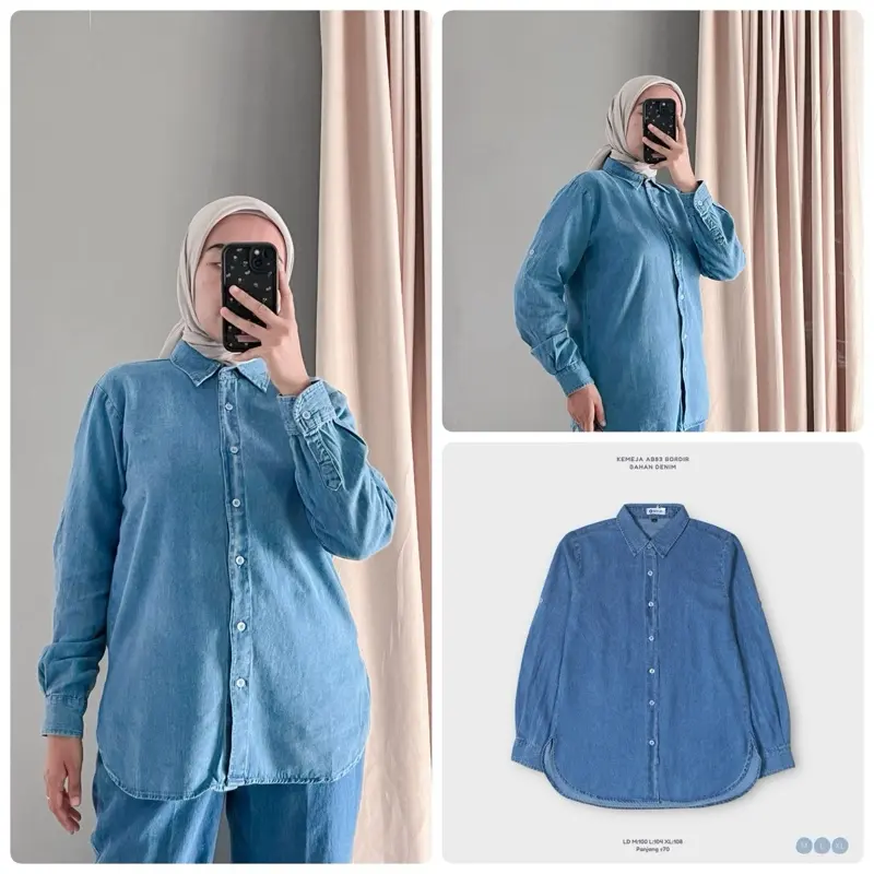 Anyostore AB07 Kemeja Bahan Denim Wanita B