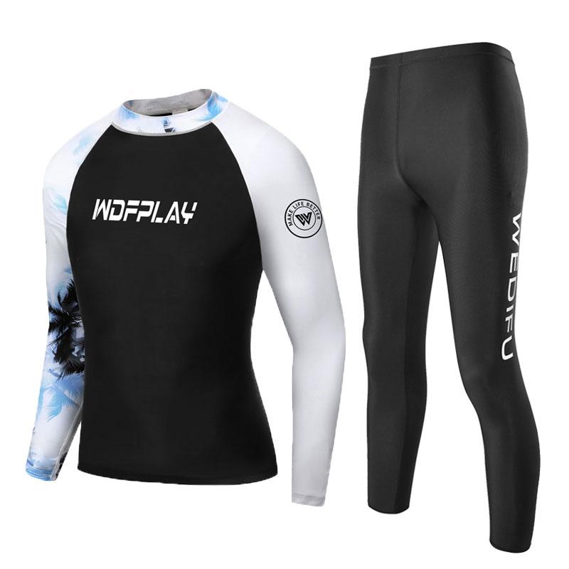 WDFPLAY men's UV Sun Protection Long Sleeve Rash Guard Wetsuit Swimsuit Top Diving Suit Men Split Long-Sleeved Trousers Sunscreen Quick-Drying Snorkeling Mother Clothing 7