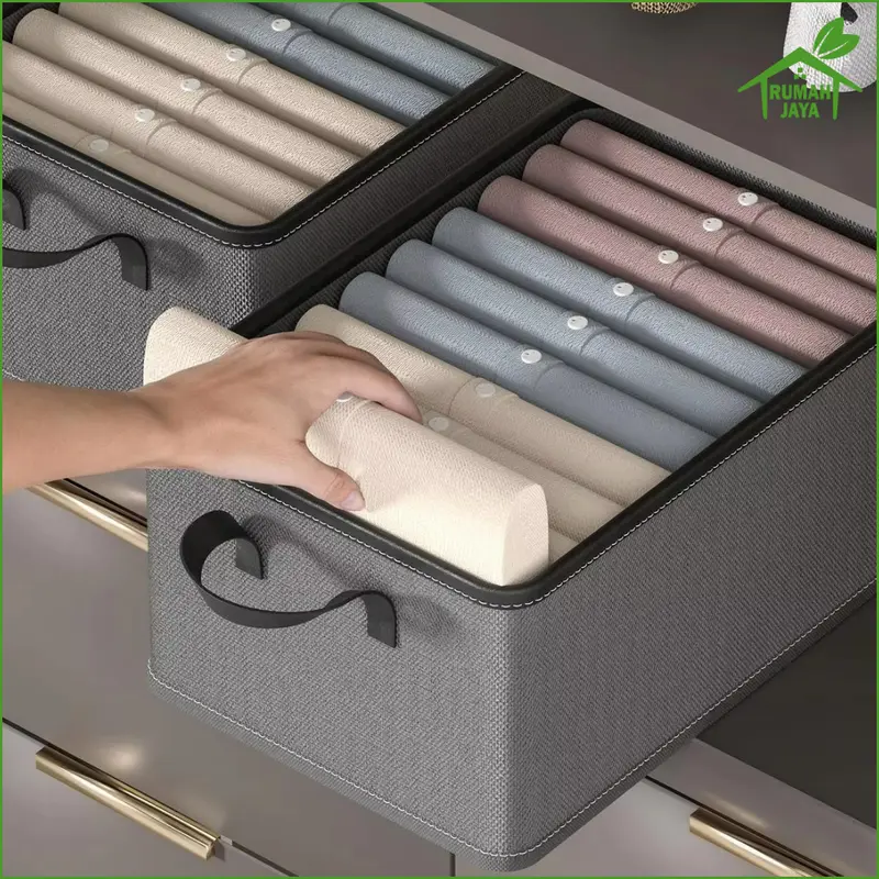 RJO - Kotak Tempat Penyimpanan Baju / Kotak Penyimpanan Lipat Organizer Box Kationik / Buku/ Mainan / Selimut / Box Organizer Besi Pakaian 2