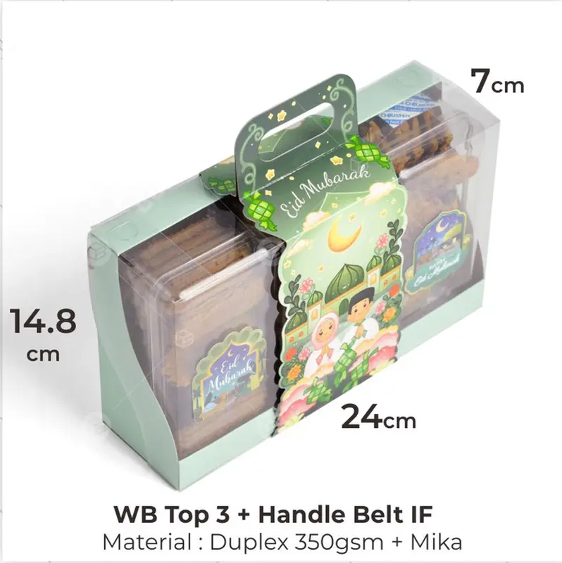 1 Lembar Dus Box Handle Lebaran Toples 2 x 350 gram & 3 x 350 gram Idul Fitri WB Top 2 & WB Top 3 6