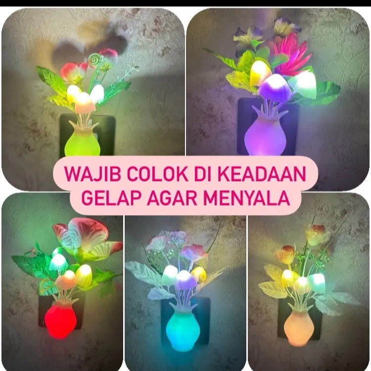 Lampu Tidur LED Jamur Mini Sensor Cahaya - Menciptakan Suasana Tidur yang Tenang dan Indah - Kamar