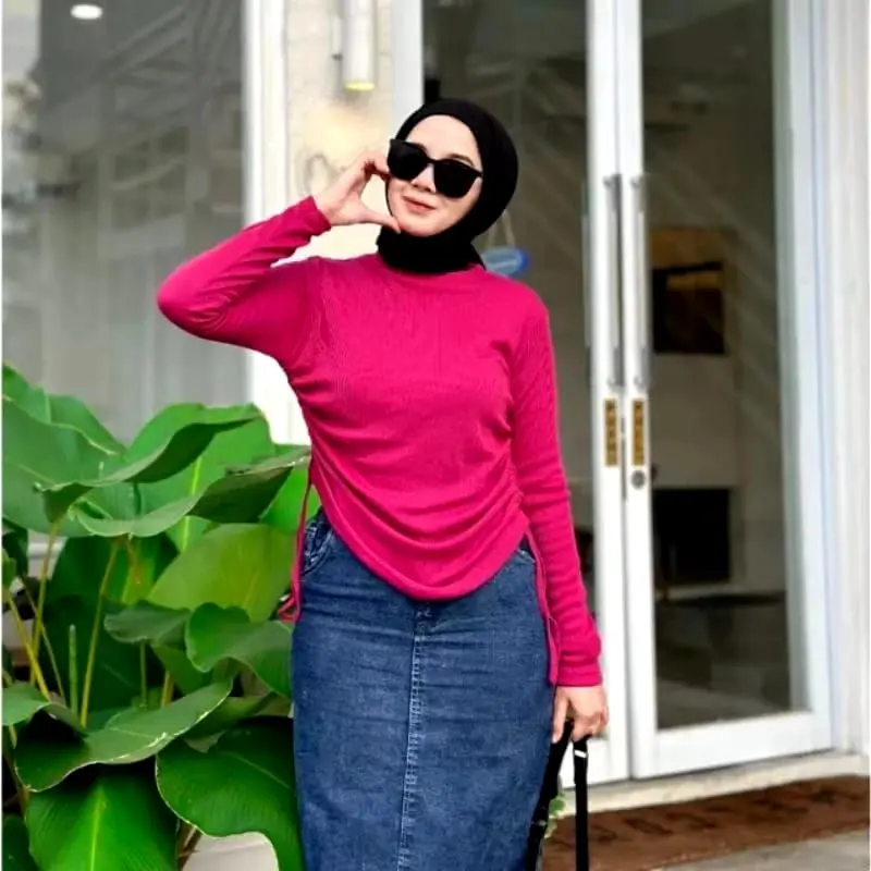 VALEN BLOUSE RIB SERUT - ATASAN KNIT SERUT WANITA MODEL TERBARU 7