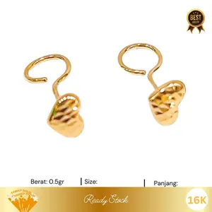 Anting Emas Kadar 16K Model Toge Love Family Gold