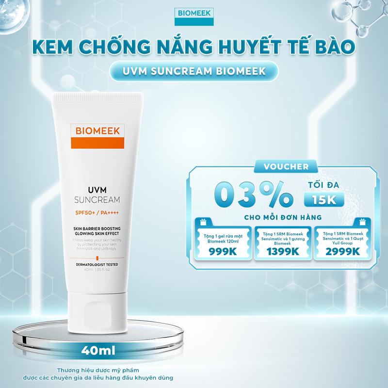  Kem Chống Nắng Huyết Tế Bào UVM Suncream Biomeek Đặc Biệt Cho Da Nhạy Cảm 40ml 