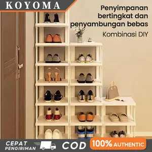 KOYOMA Rak Sepatu Susun Plastik Modular 4-9 Lapis Anti Debu & Hemat Ruang - Penyimpanan Modern Minimalis untuk Sepatu Sandal dan Mainan Anak Furniture