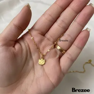 Kalung Perempuan Kalung Model Pecah Kopi Liontin helo Kity kalung titanium Anti karat tidak luntur