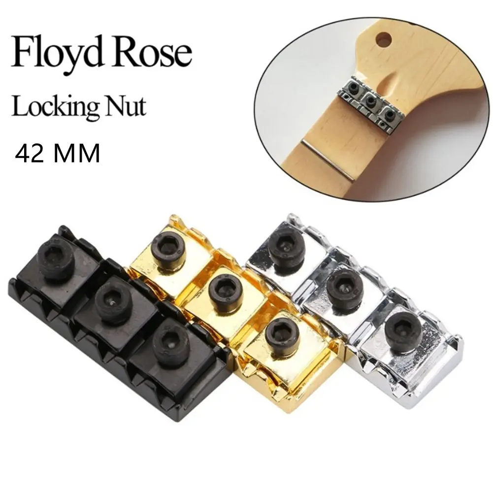 42mm Electric Guitar String Locking Nut Metal Lock Nut With Wrench Screws Replacement For Floyd Rose Tremolo Parts Accessories