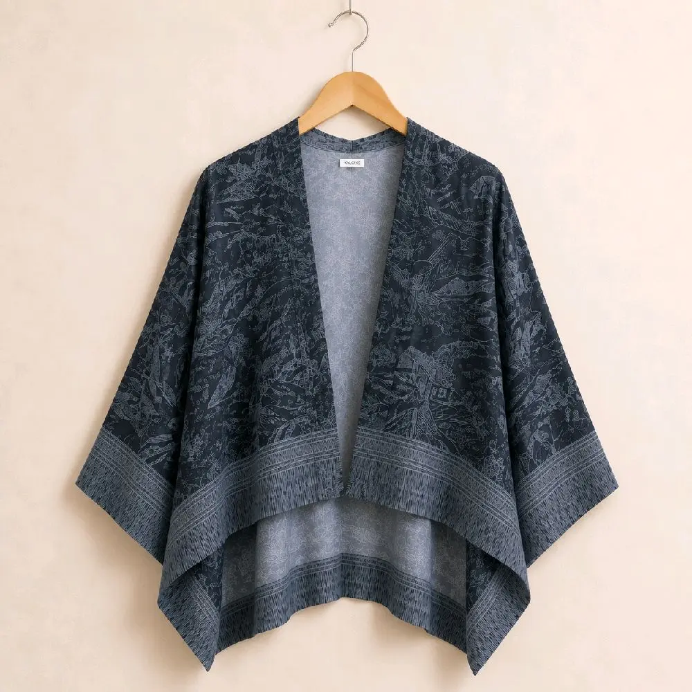 COD Ootd Kardigan Atau Outer Batwing scarf Motif Mewah Elegant Pegunungan lengan Kelalawar Cardigan Wanita Voal Model Crop Top/Kimono/Scarf