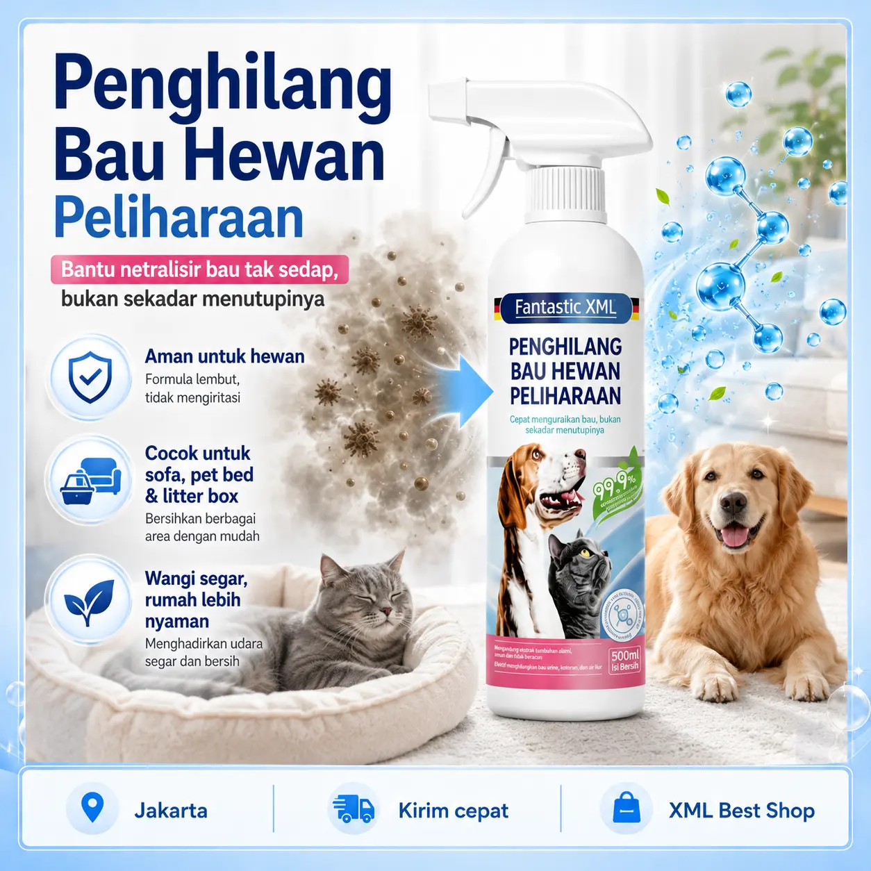 Fantastic XML 500ML antibakteri penghilang bau pesing kotoran hewan ikucing anjing kelinc pesing kandang kucing anjing hamster dllk Kotoran & Pipis Hewan