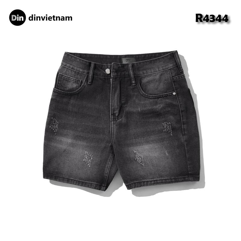  DIN VIETNAM – Quần Short Jeans Nam Trên Gối R4344 Đen Xám Scrapes | Cotton Jean Cao Cấp Rách Nhỏ Cá Tính Dễ Phối Đồ – Phong Cách Street Wall 
