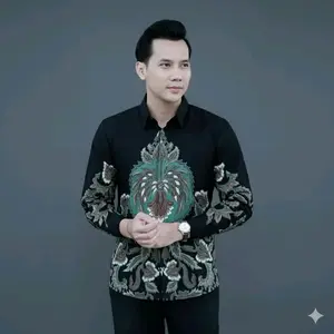 Kemeja batik pria lengan panjang terbaru motif Gauri size M L Xl XXL