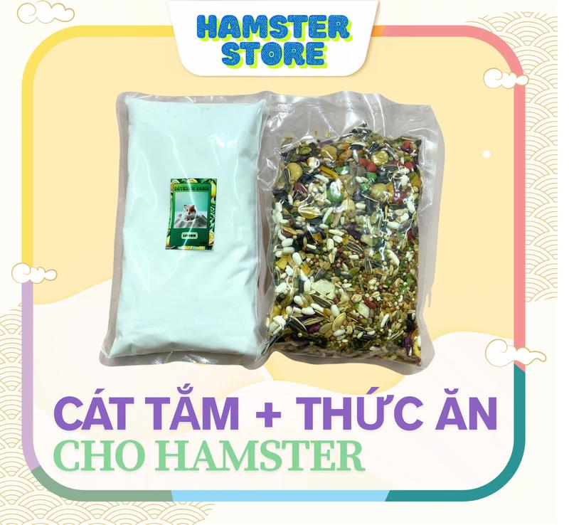 Combo Cát Tắm + Thức Ăn Cho Hamster – Gọn Tiện Đủ Dùng Giá Tốt