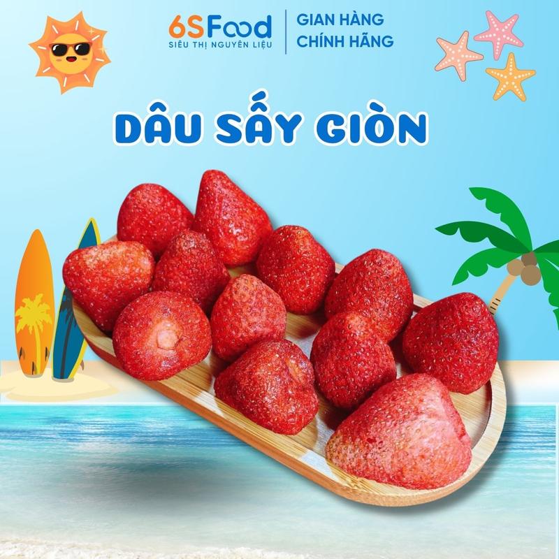  Dâu Tây Sấy Giòn 50gr làm kẹo nougat bánh bông tuyết hay trang trí các loại bánh kem socola,...  6SFOOD set  làm 