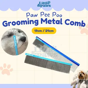 Paw Pee Poo Grooming Metal Comb Sisir Anjing Kucing Stainless Slicker Brush Pet Face Comb Shedding Pemangkas Bulu Rontok Hewan Peliharaan Deshedding