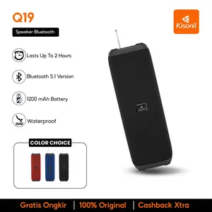 KISONLI Speaker Wireless Bluetooth 5.1 Q19 Tahan Air IPX5 With Antena Stereo Bass