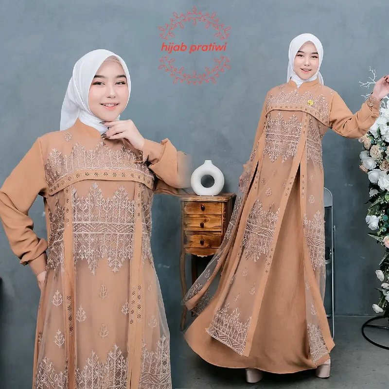 Hijab Pratiwi - Nazwa Dress Gamis Cringkel Mix Brokat Sapto Terbaru Gamis Kondangan Elegan Gamis Viral kekinian modern gamis lebaran 5