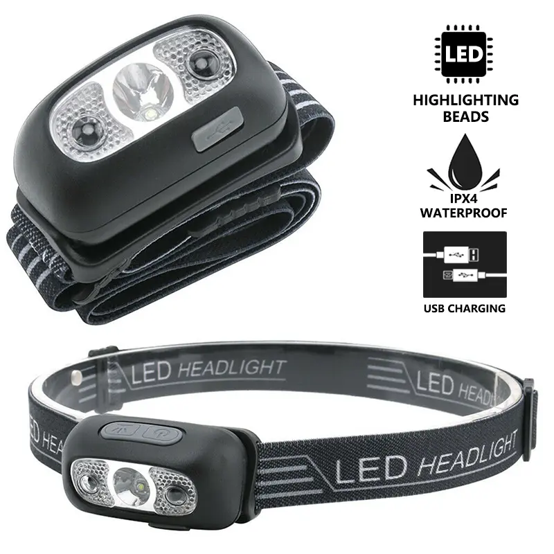 TaffLED Senter Kepala Headlamp Sensor LED Waterproof Rechargeable IPX4 - LG-05
