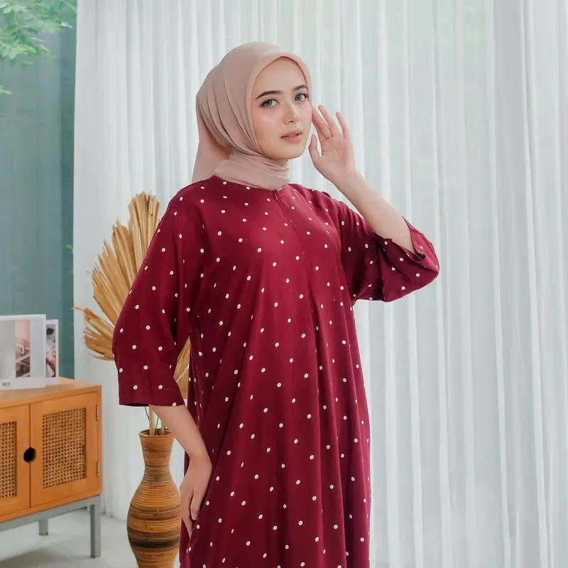 Shebia Dress Daster Lengan 3/4 Midi Rayon Motif Busui 5