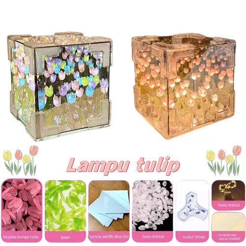 Tulip Lampu Lampu DIY Tulip Lampu Malam Led Cermin Lampu Dekorasi Hadiah Ulang Tahun 21 Bunga 1